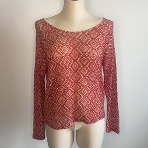 Daytrip BOHO Crocheted Lace Back Top Shirt Medium